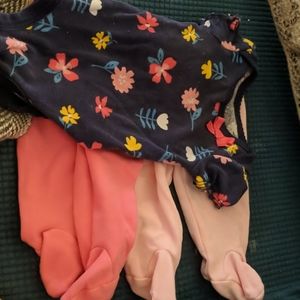 Newborn girls onesie and footie pants